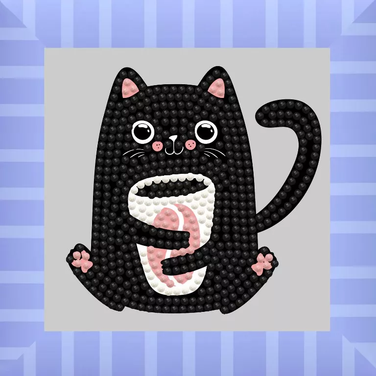 Mini tablou cu diamante - Pisicuța neagră