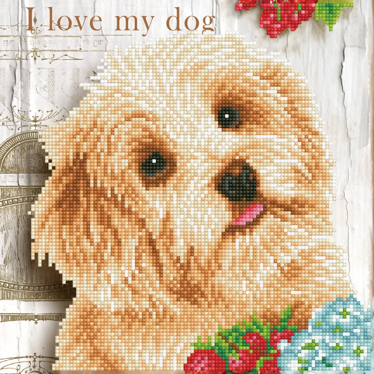 Tablou cu diamante - Cățeluș I love my dog