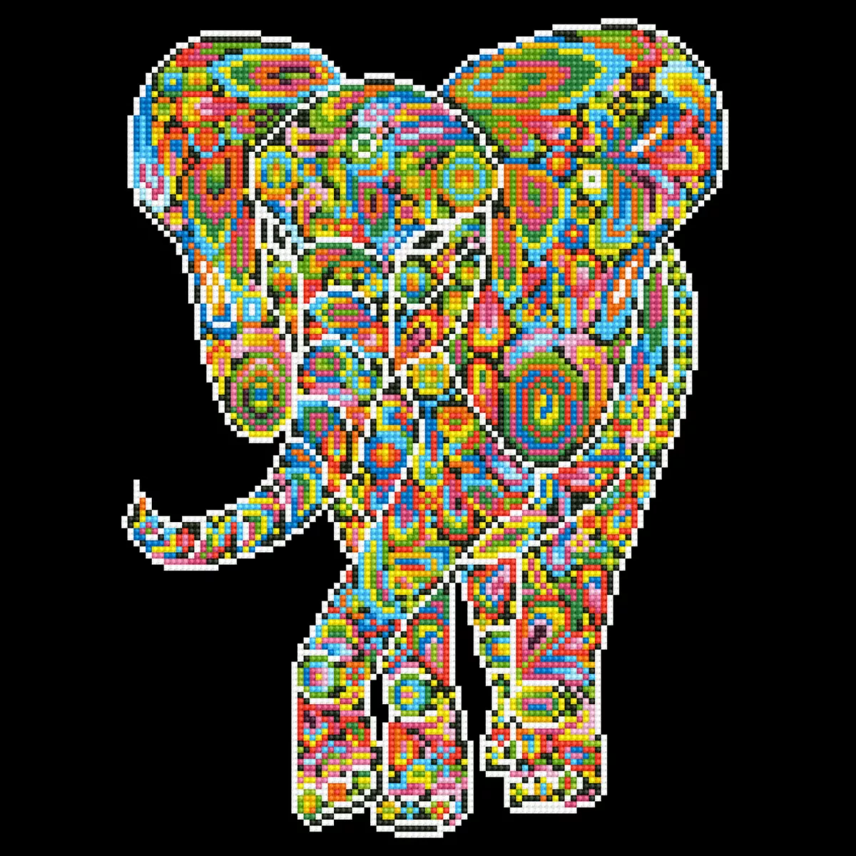 Tablou cu diamante - Elefant multicolor