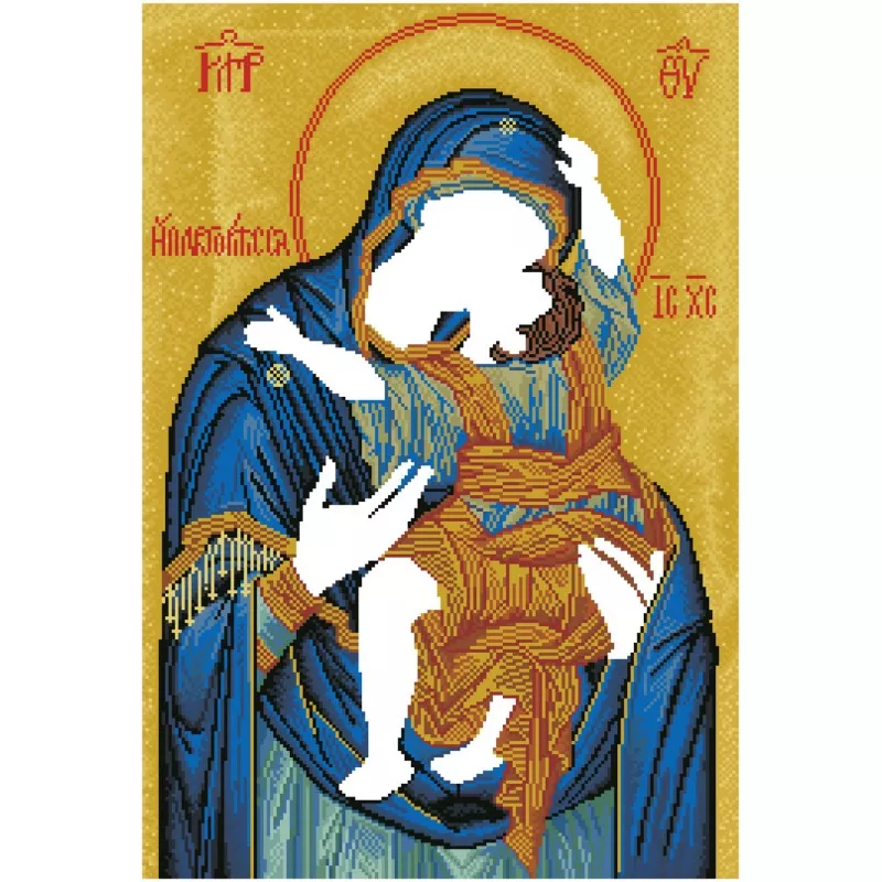 Tablou cu diamante - Fecioara Maria și Iisus, 50 x 40 cm