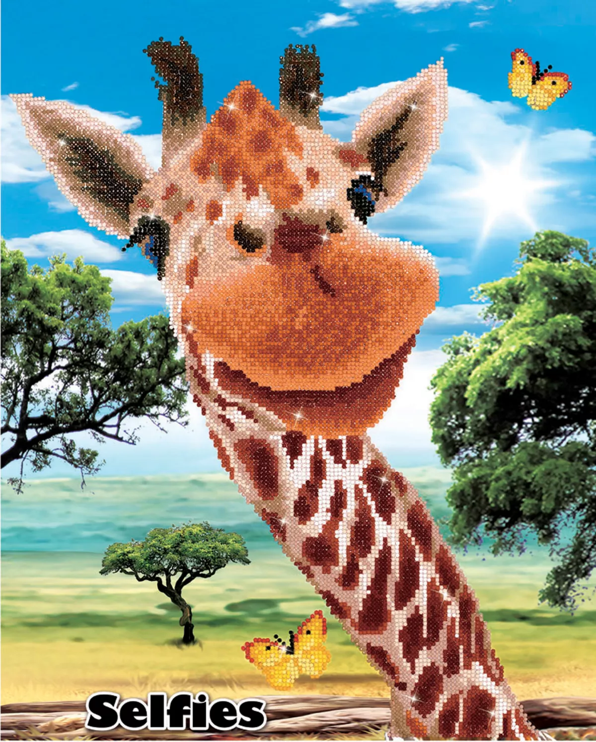 Tablou cu diamante - Girafa veselă