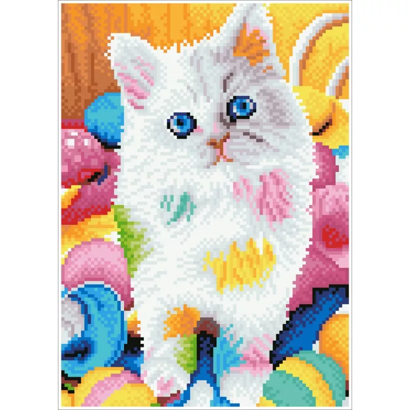 Tablou cu diamante – Pisicuța pictoriță