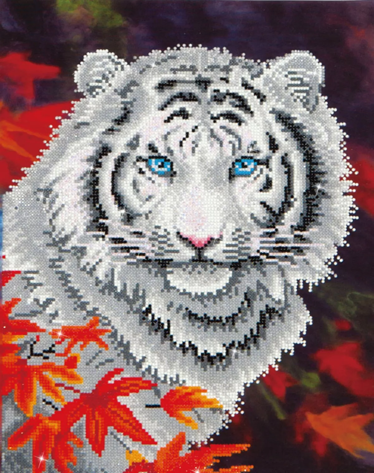Tablou cu diamante - Tigru alb, toamna