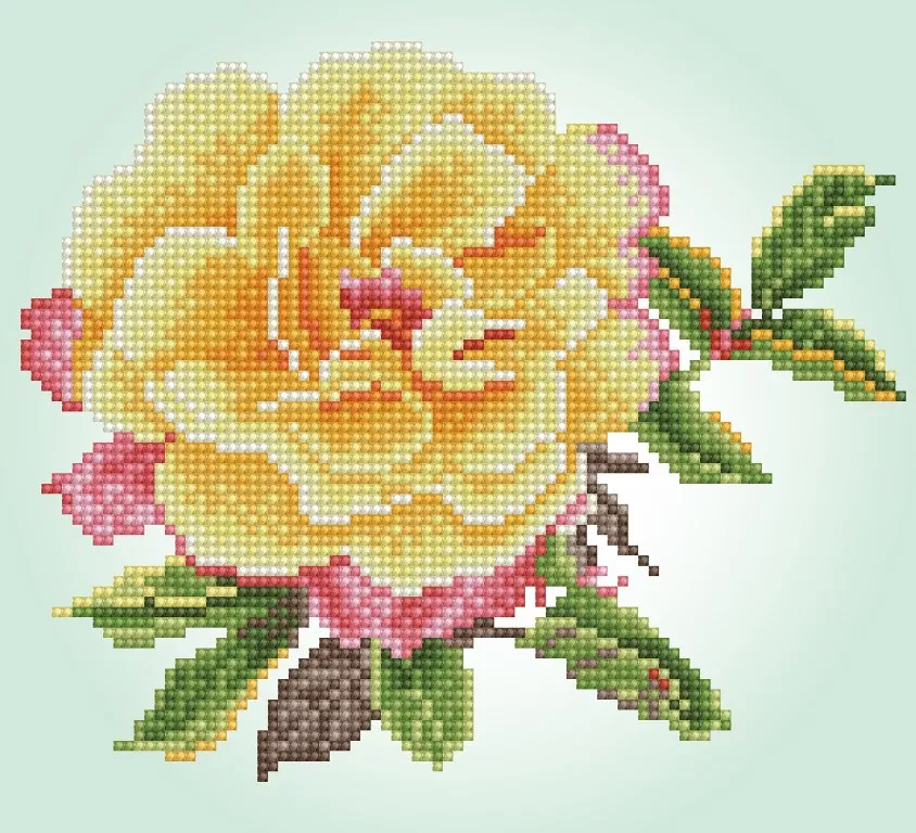 Tablou cu diamante –Trandafir galben înflorit