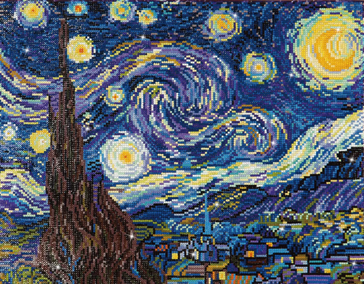 Tablou cu diamante - Noapte înstelată (Van Gogh)