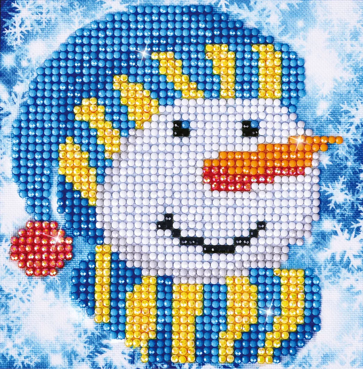Tablou cu diamante - Om de zăpadă cu fes și fular