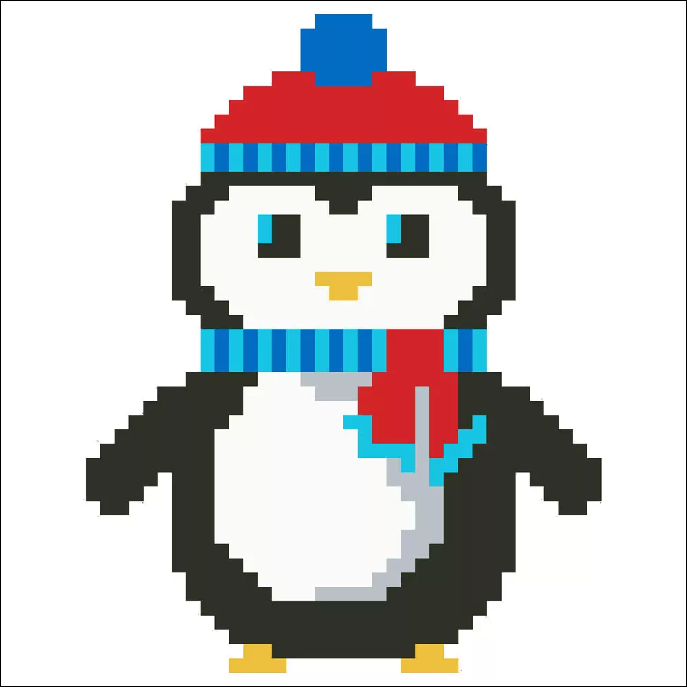 Tablou cu diamante - Un pinguin de Crăciun