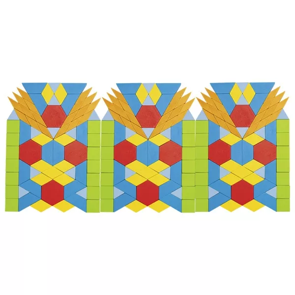 Tangram cu 250 de piese geometrice colorate din lemn