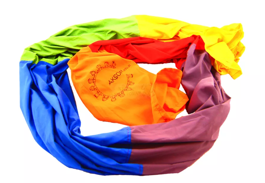 Tunel de joacă textil în culorile curcubeului, 4,2 m