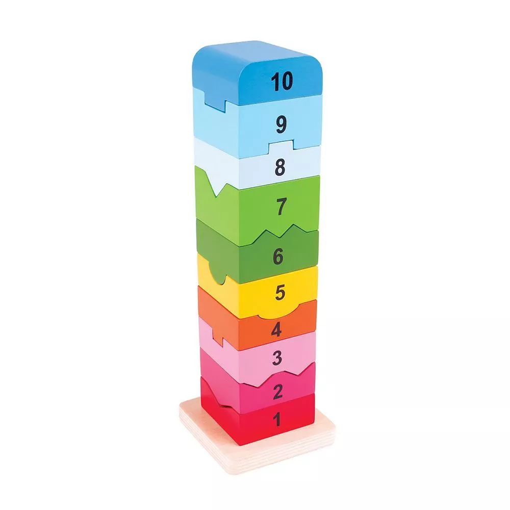 Turn din lemn cu numere, multicolor