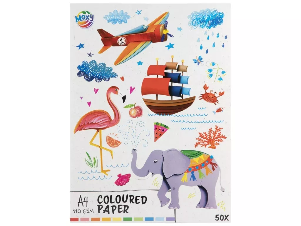 Set Carton Colorat Set de 50 de coli de carton colorat A4, 110 gsm