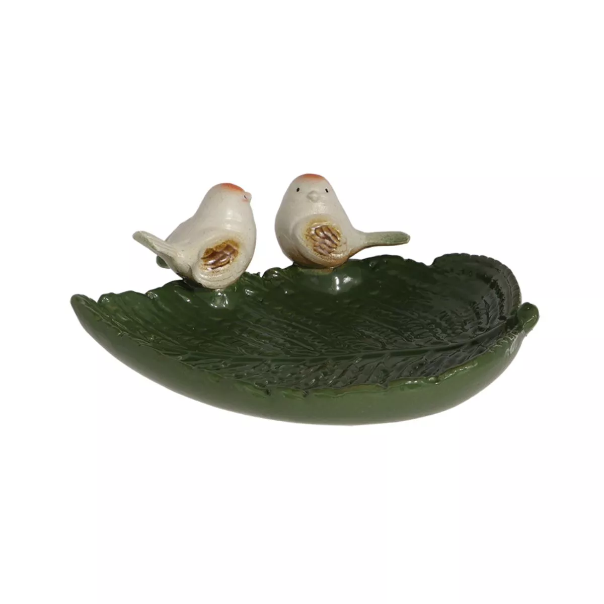 Adapatoare pentru pasari verde din ceramica Birds on Leaf Esschert Design 1