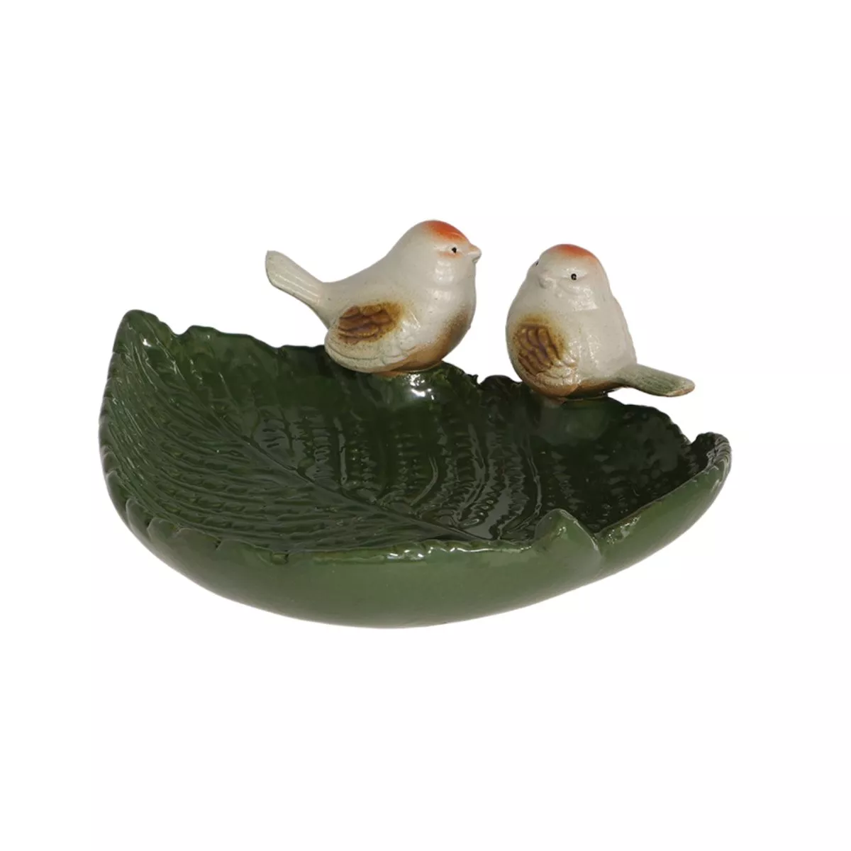 Adapatoare pentru pasari verde din ceramica Birds on Leaf Esschert Design 2