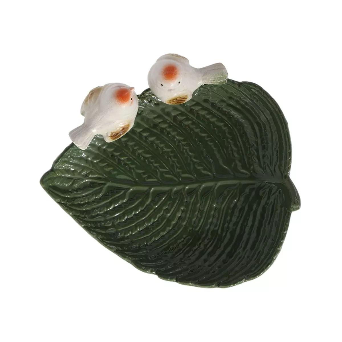 Adapatoare pentru pasari verde din ceramica Birds on Leaf Esschert Design 4