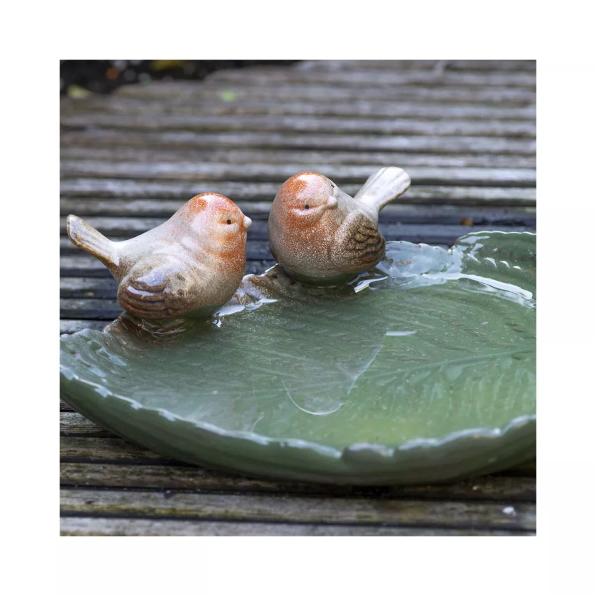 Adapatoare pentru pasari verde din ceramica Birds on Leaf Esschert Design 5