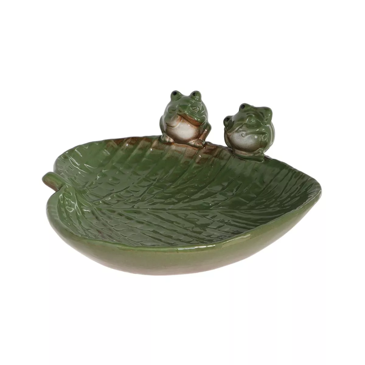 Adapatoare pentru pasari verde din ceramica Frogs on Leaf Esschert Design 1