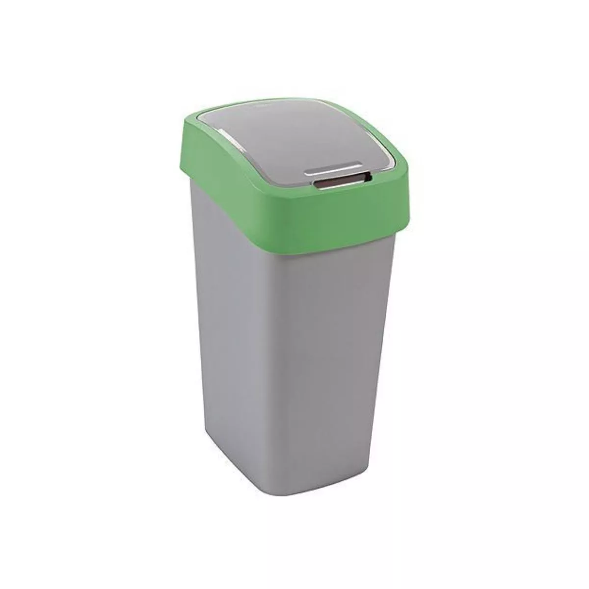 Coș de gunoi Curver® FLIP BIN 10L, gri argintiu/verde 1