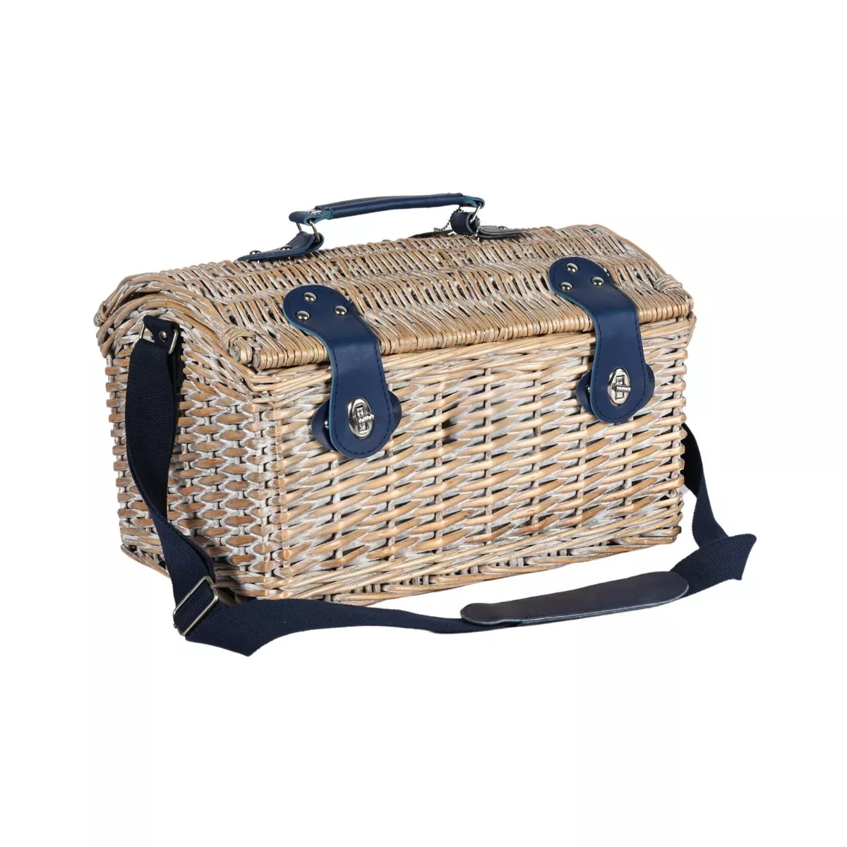 Cos de picnic pentru 2 persoane din rachita naturala bej , cu tacamuri, vesela si geanta frigorifica ZQ23-1185 3