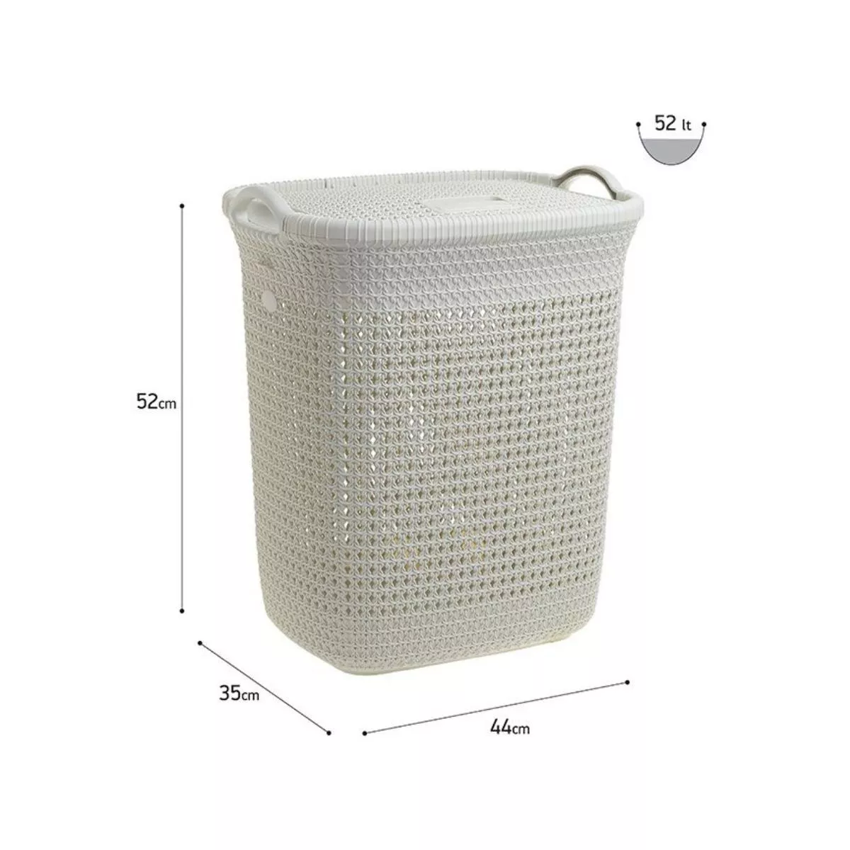 Cos pentru rufe crem din plastic 52 l, 44x35x52 cm 2