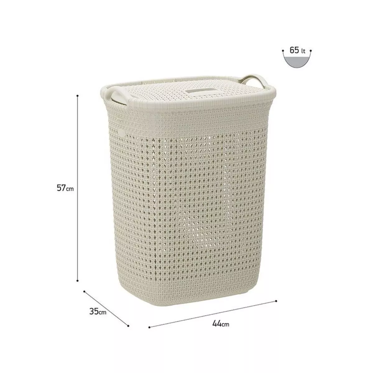 Cos pentru rufe crem din plastic 65 l, 44x35x57 cm 2