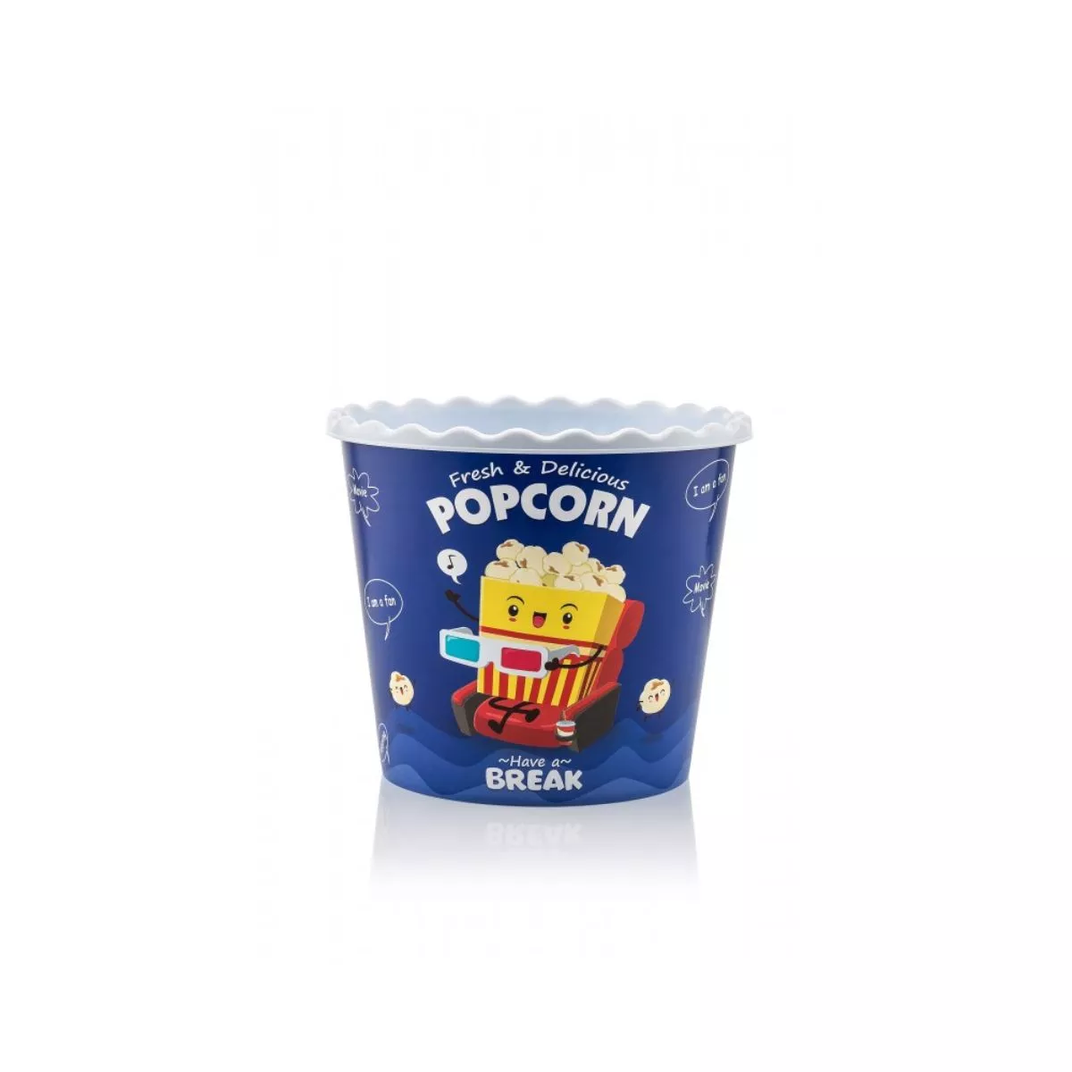 Cutie din plastic, pentru popcorn/snacks, 17 x 17 x 15.30 cm, 2.20 l albastra 1