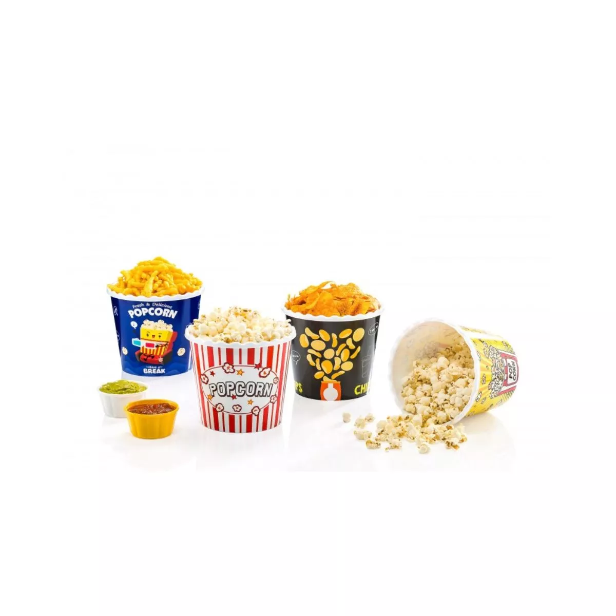 Cutie din plastic, pentru popcorn/snacks, 17 x 17 x 15.30 cm, 2.20 l, alb/rosu 2