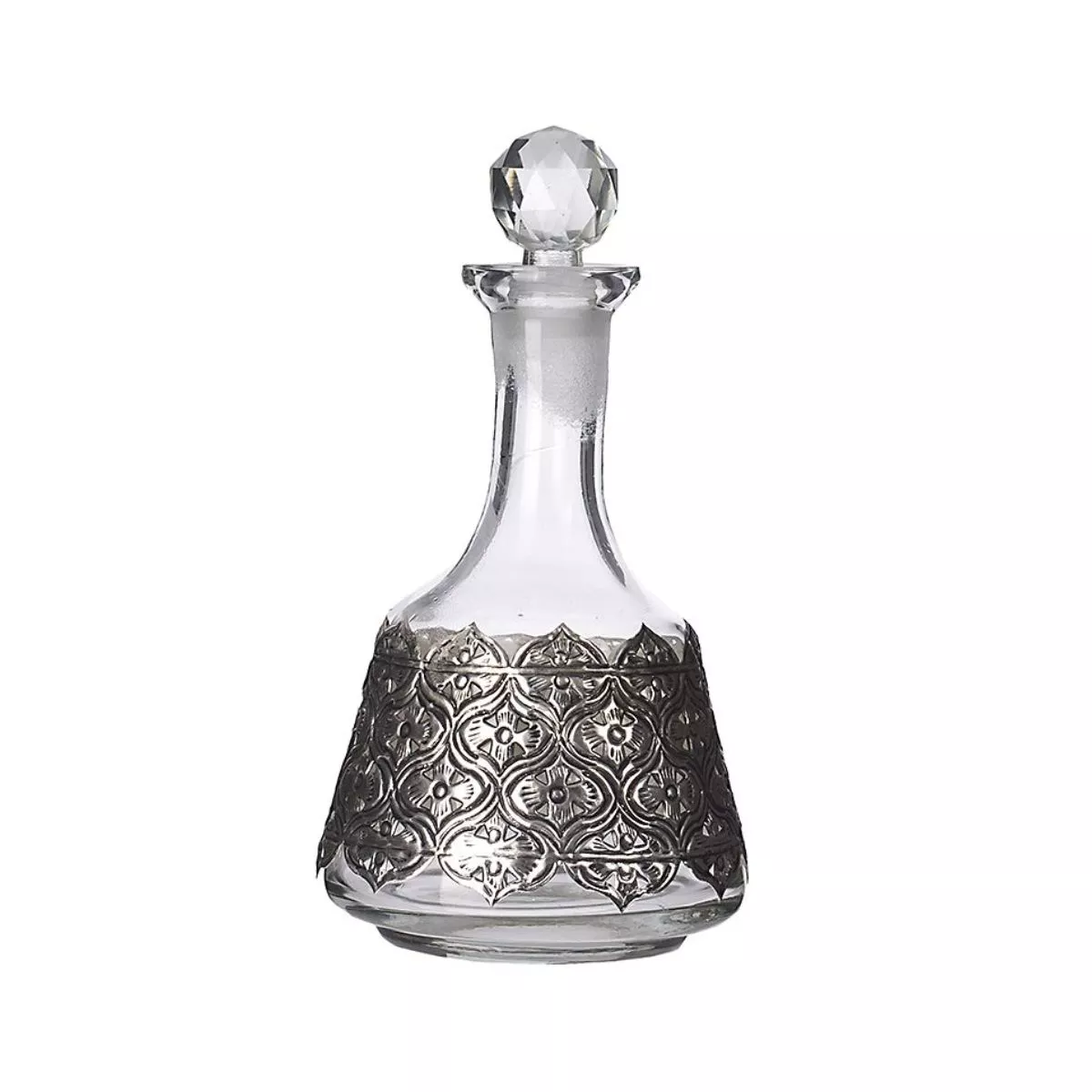 Decantor din sticla pentru bauturi cu ornament metalic Inart 1