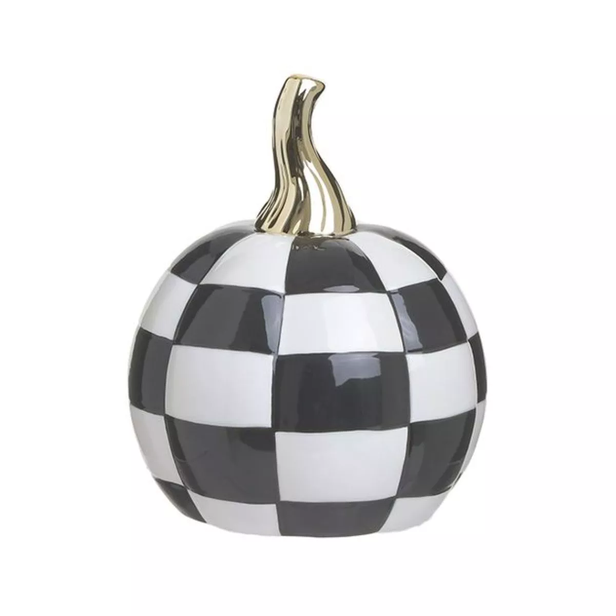 Decoratiune alb/negru din ceramica dovleac Φ14X18 Checkers Inart 1