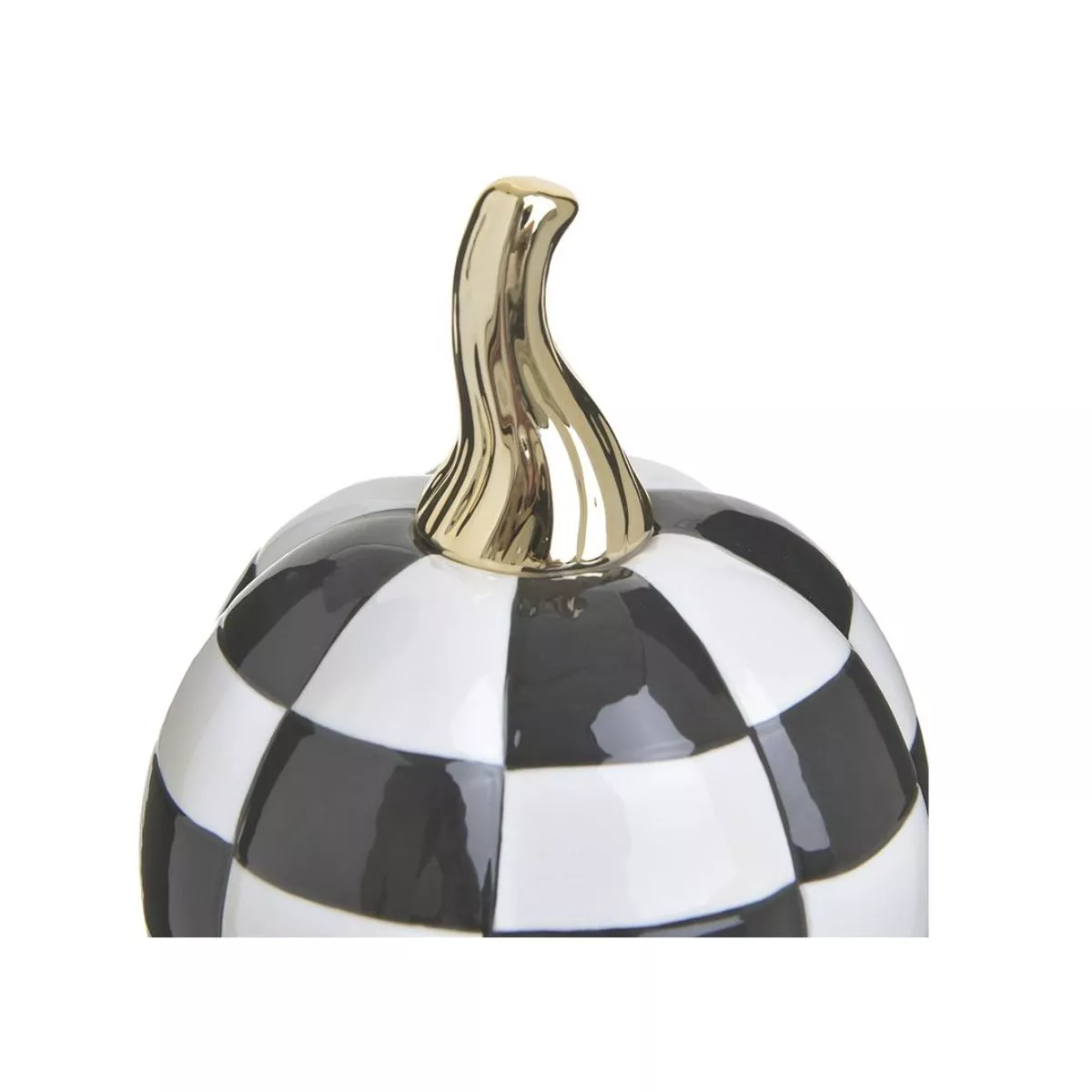 Decoratiune alb/negru din ceramica dovleac Φ14X18 Checkers Inart 2