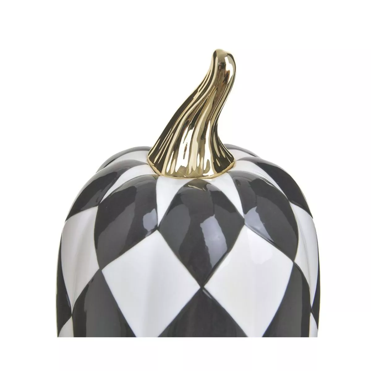 Decoratiune alb/negru din ceramica dovleac Checkers Φ13Χ21 2