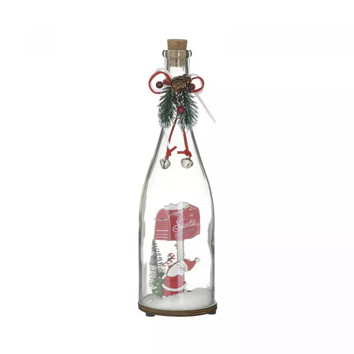 Decoratiune Craciun din sticla, cu led, Bottle 30 cm Inart 1
