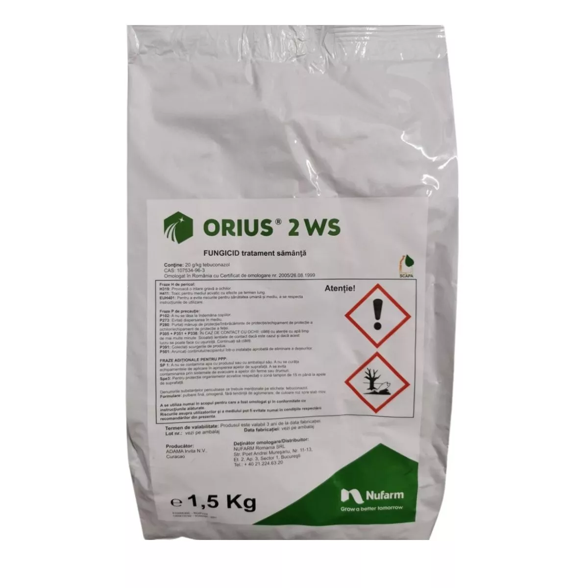Fungicid pentru tratament samanta, ORIUS 2 WS, 1,5 kg 1