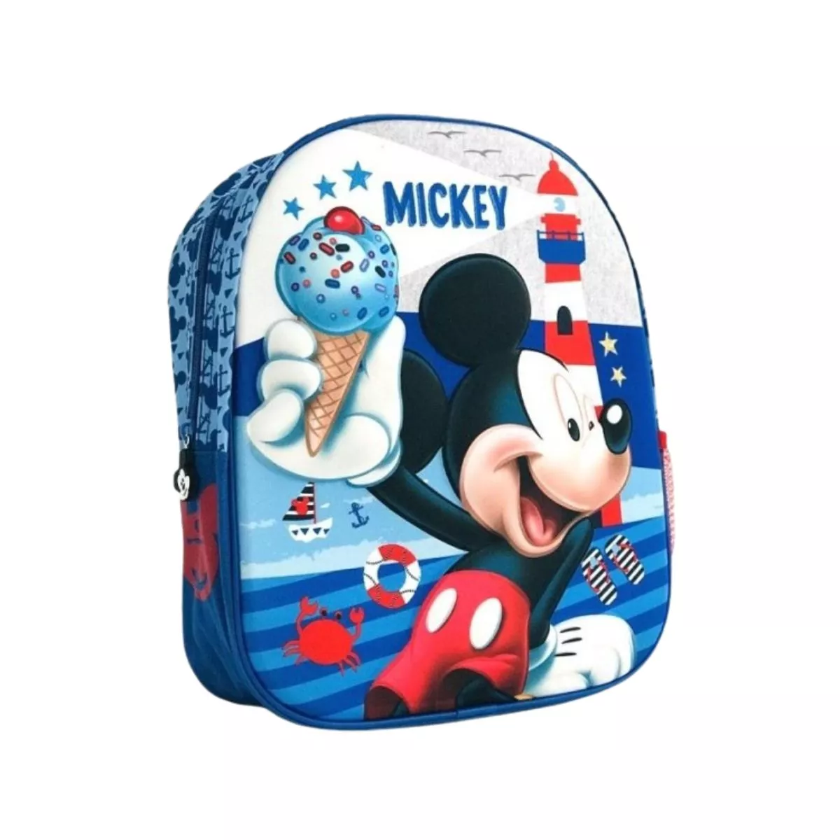 Ghiozdan 3D Frozen pentru gradinita, Mickey Mouse ,bleu/gri , 32 Cm 4