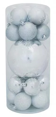 Globuri de Crăciun MagicHome, 20 buc, argintiu, mix, 6-17 cm 1