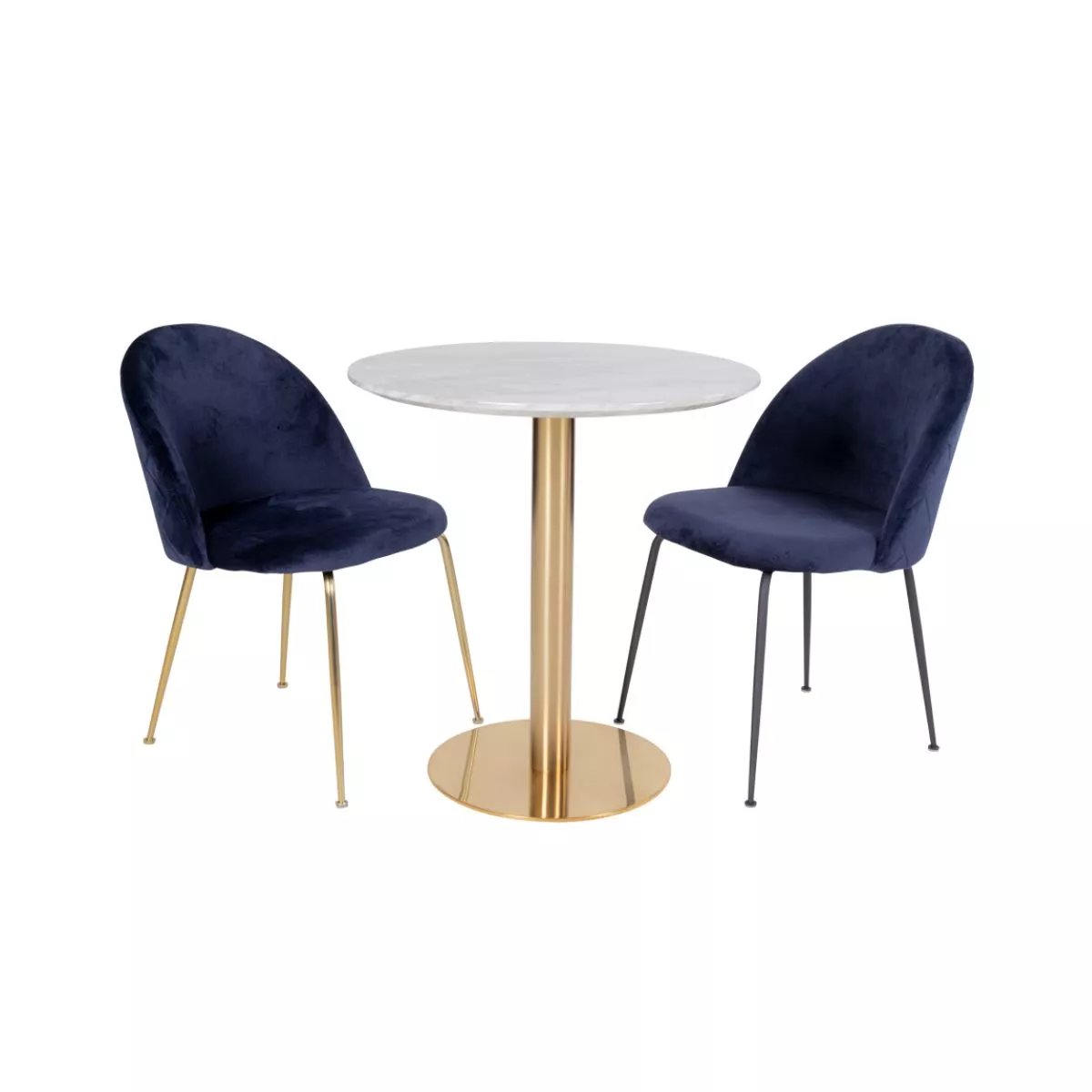 Masa de dining alb/auriu cu aspect de marmura din otel si MDF 90 cm Bolzano House Nordic 8