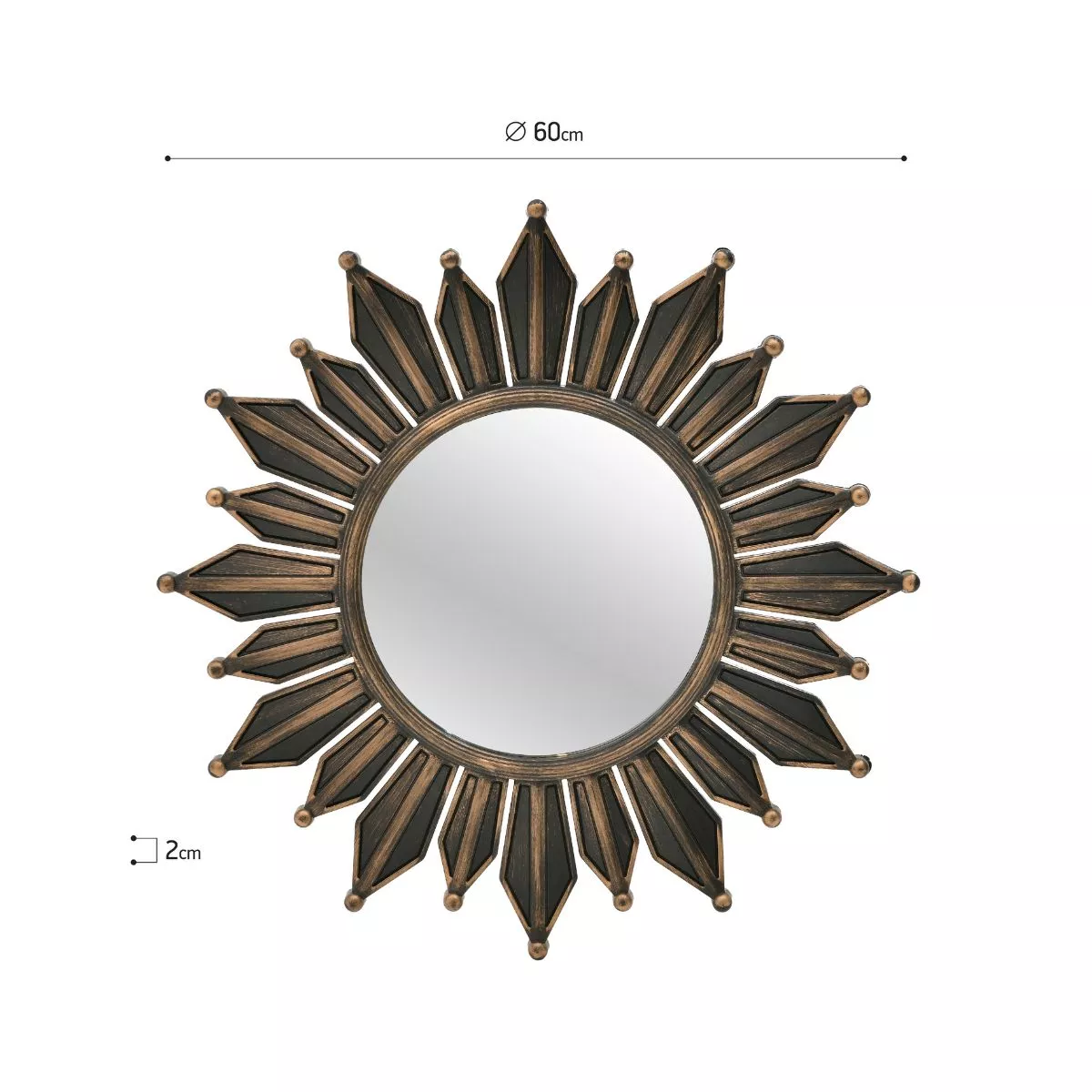 Oglinda auriu antichizat/negru Φ60 cm Inart 2