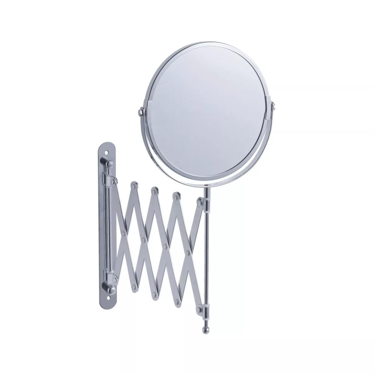 Oglinda cosmetica de perete cu 2 fete, argintie, din metal, Ø17, Wall Mirror Zeller 1