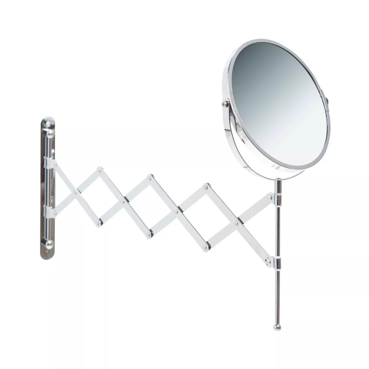 Oglinda cosmetica de perete cu 2 fete, argintie, din metal, Ø17, Wall Mirror Zeller 2