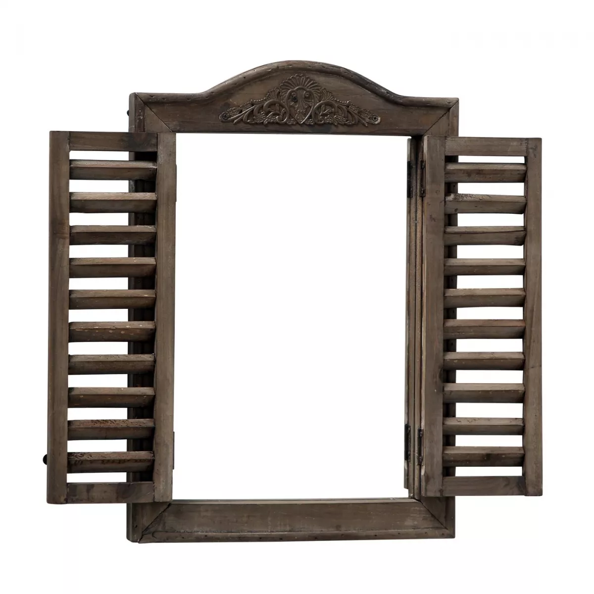 Oglinda de perete, maro, din lemn, 45x31 cm, Fensterladen Boltze 1