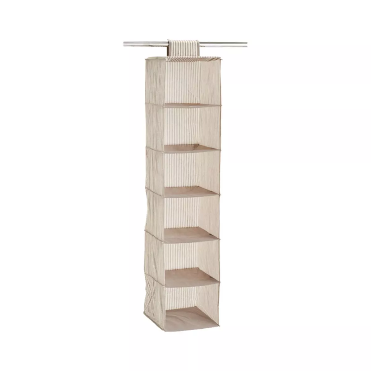 Organizator suspendat pentru dulap, 6 compartimente, bej din material textil Stripes Zeller 1