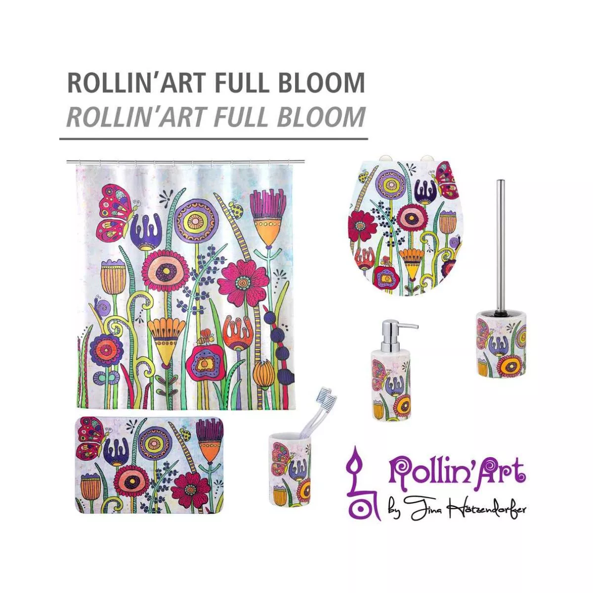 Perie de toaleta multicolora din ceramica Full Bloom Rollin Art Wenko 7