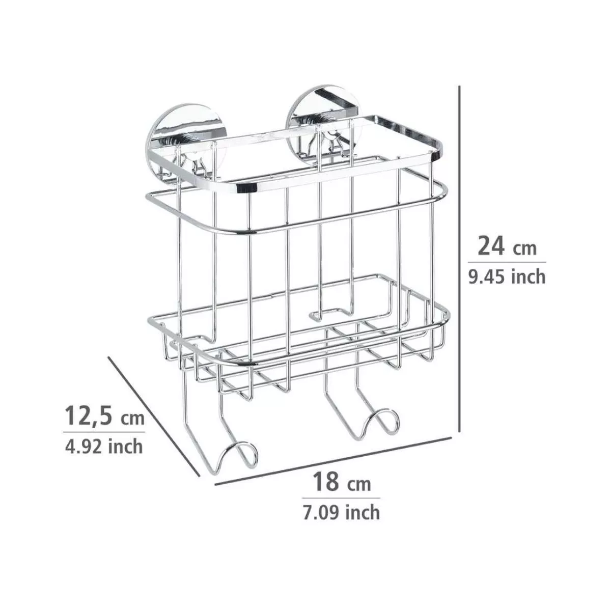 Polita argintie din inox pentru accesorii de baie 18 x 24 x 12,5 cm, Edelstahl Wenko 5