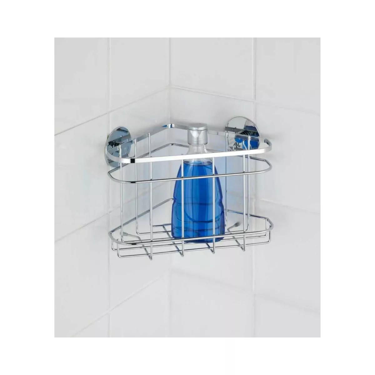 Polita de colt argintie din inox pentru accesorii de baie 22,5 x 17,5 x 15,5 cm, Edelstahl Wenko 5