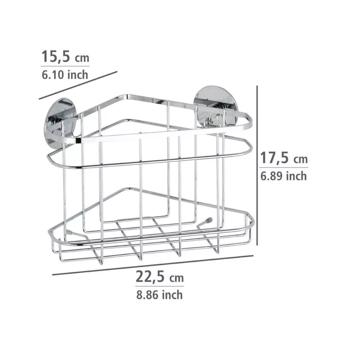 Polita de colt argintie din inox pentru accesorii de baie 22,5 x 17,5 x 15,5 cm, Edelstahl Wenko 6