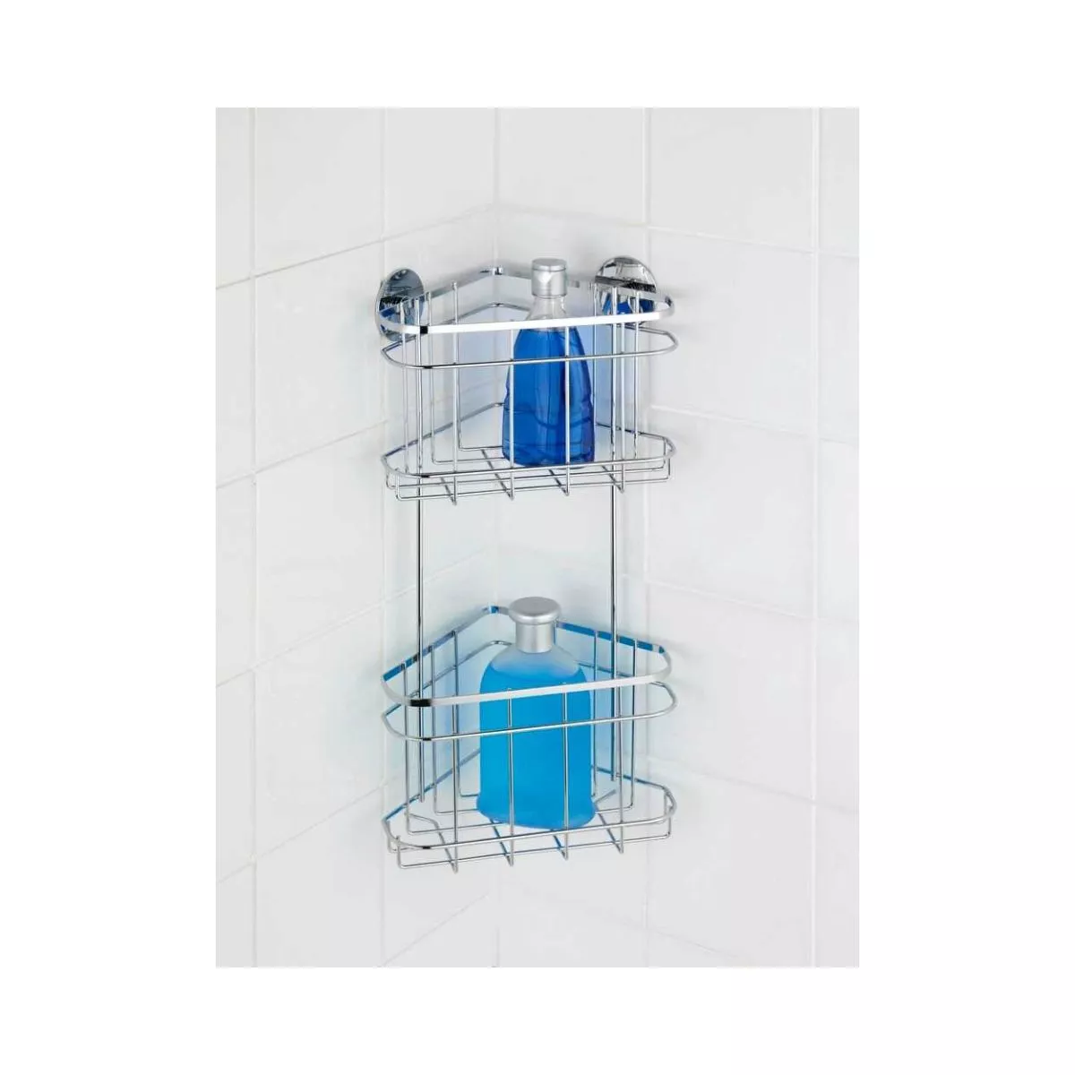 Polita de colt argintie din inox pentru accesorii de baie 22,5 x 47,5 x 15,5 cm, Edelstahl Wenko 3