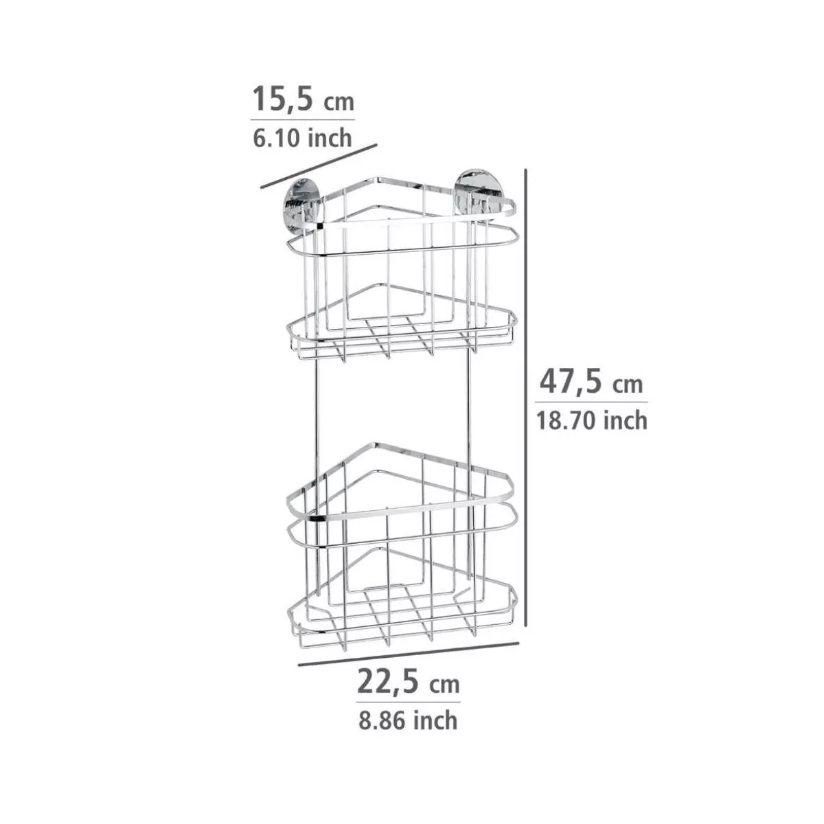 Polita de colt argintie din inox pentru accesorii de baie 22,5 x 47,5 x 15,5 cm, Edelstahl Wenko 4