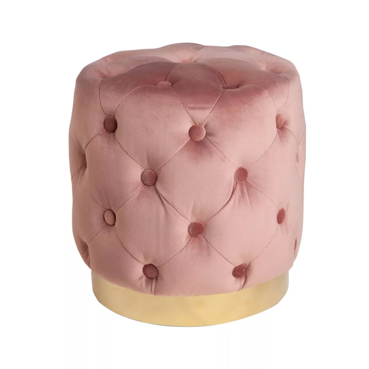 Pouf roz pal/auriu din catifea poliester Modern Barock Invicta 1