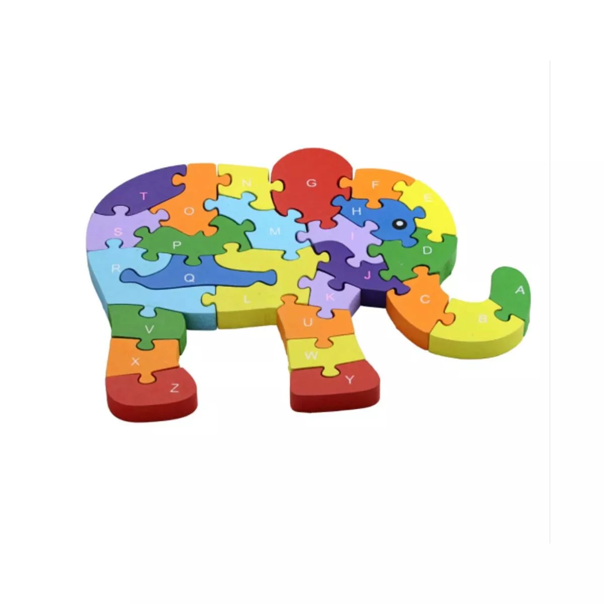 Puzzle 3D din lemn, elefant, 26 piese, cu litere si cifre, WD 4506-N 1