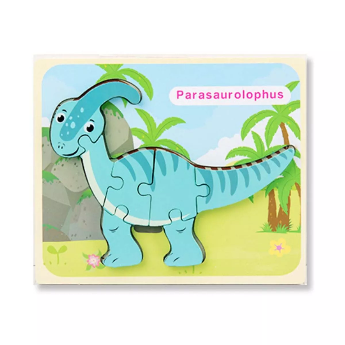 Puzzle din lemn 3D dinozaur Parasaurolophus cu 7 piese, 18x 15 cm, WD 9513-J 1
