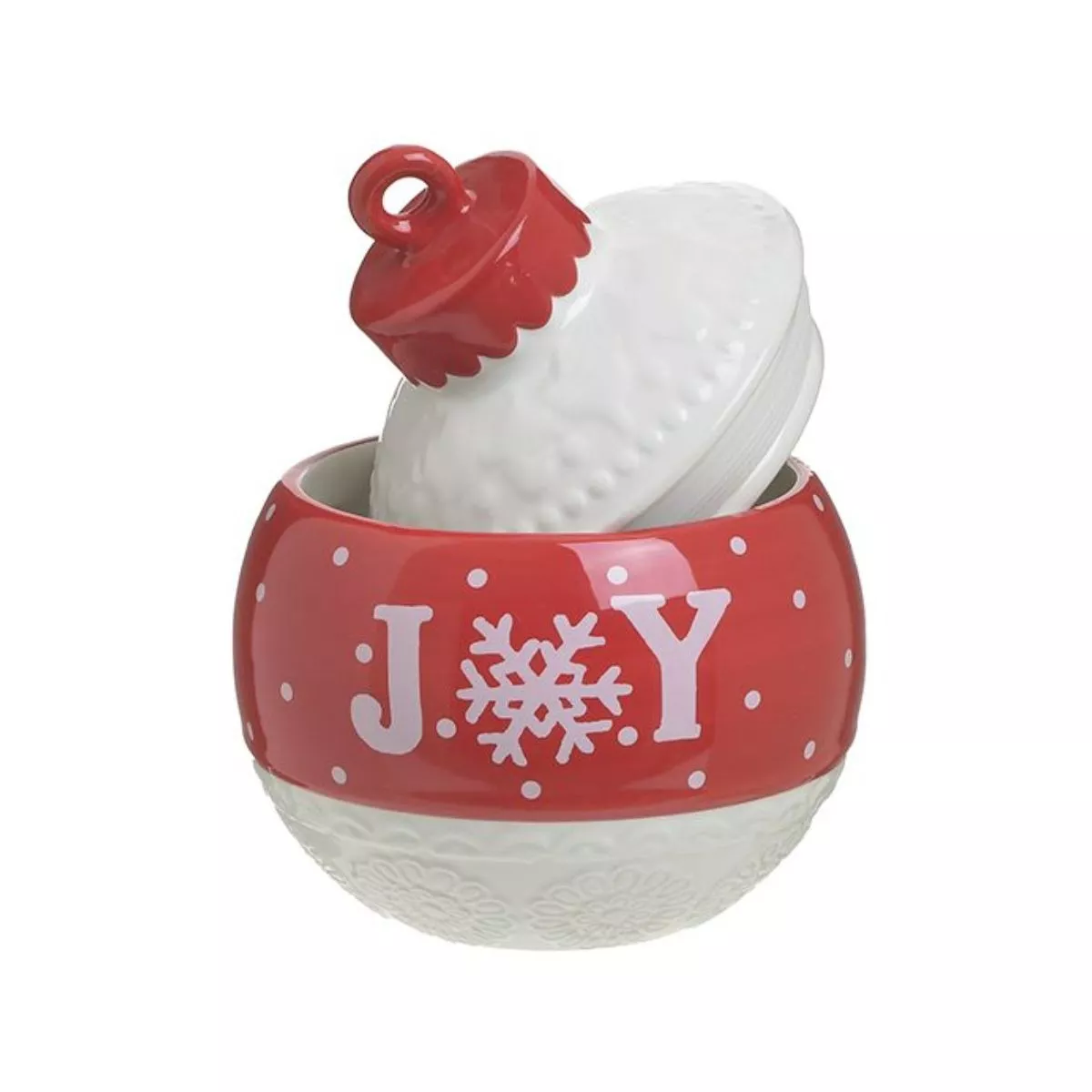Recipient de depozitare alb/rosu ceramic Φ16X20 Joy Inart 2